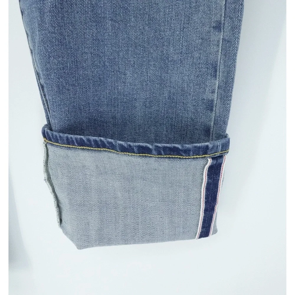 Flint and Tinder Jeans Mens 33x36‎ Blue Light Straight Fit Stretch Selvedge USA